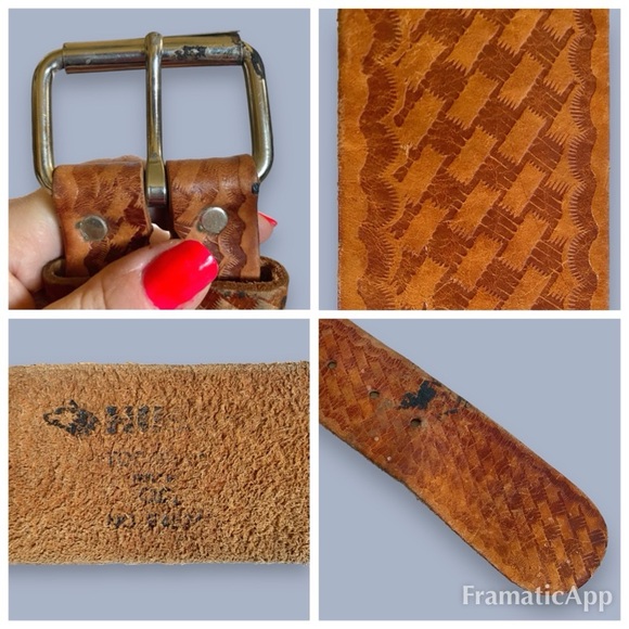 Vintage Hand Tooled Leather Belt w/ Action Leathercraft Superswinger Hammer Loop - Picture 10 of 12